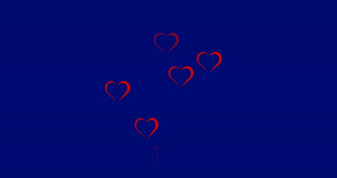 Floating Red Heart Balloons on Navy Background