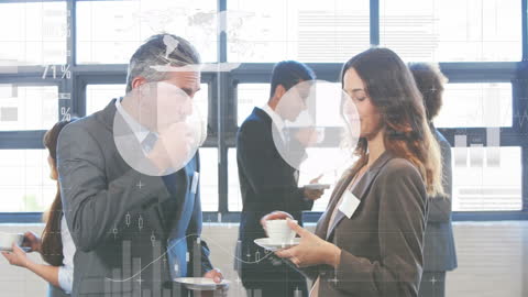 Diverse Professionals Analyzing Global Financial Data in Office