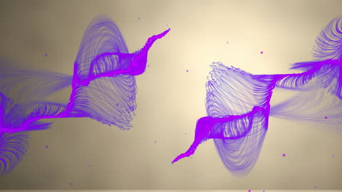 Dynamic Abstract Purple Lines Floating Over Beige Background