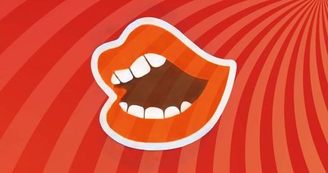 Pop Art Concept with Vibrant Open Mouth and Red Stripes