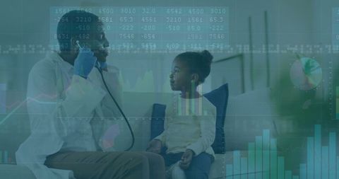 Pediatrician Demonstrates Stethoscope Use to Curious Child in Clinic