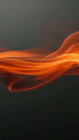 Glowing Orange Ribbon Wave Gliding Left Vertical Loop Abstract Futuristic Motion Background