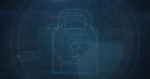 Digital padlock representing cybersecurity technology and protection