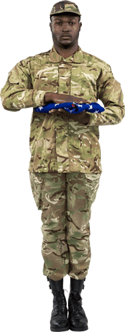 Soldier Holding Folded American Flag on Transparent Background - Download Free Stock Videos Pikwizard.com