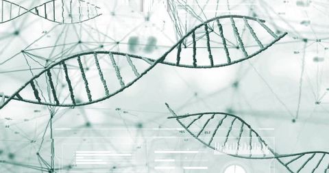 Futuristic DNA Double Helix Visualization with Network Nodes