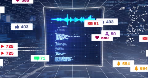 Futuristic Social Media Analytics Over Cityscape