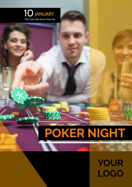 Dynamic Poker Night Event Flyer Template for Casino Events and Game Invitations - Download Free Stock Templates Pikwizard.com