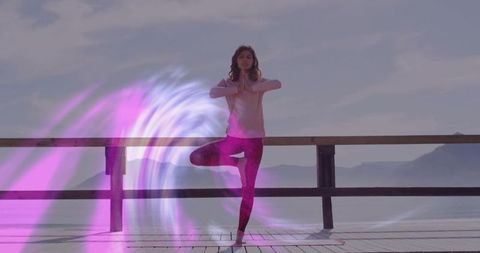 Yoga Enthusiast Embracing Tranquility with Digital Aura