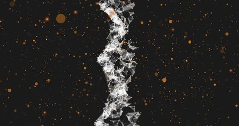 Futuristic DNA Strand in Digital Space with Moving Spots