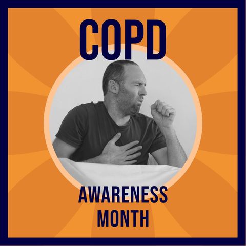 copd awareness month campaign featuring coughing man - Download Free Stock Templates Pikwizard.com