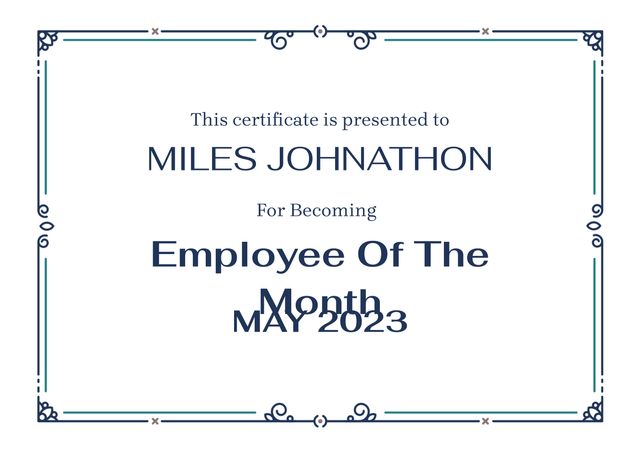Employee of the Month Certificate Template with Decorative Border - Download Free Stock Videos Pikwizard.com