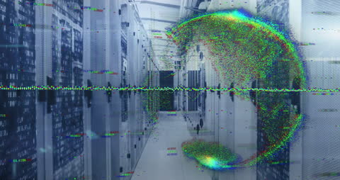 Digital Globe and Data Processing in Modern Server Room