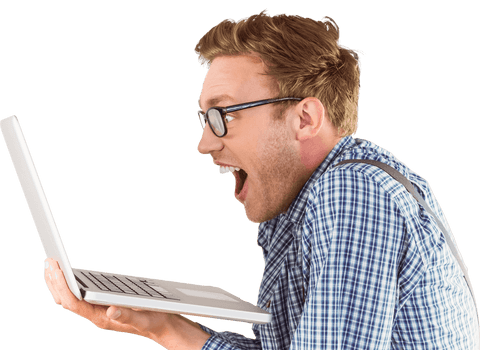 Excited Man in Glasses Holding Laptop on Transparent Background - Download Free Stock Videos Pikwizard.com