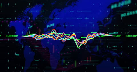 Global Financial Data Animation over World Map