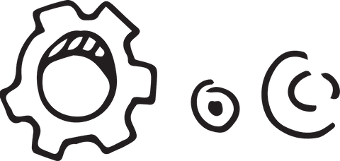 Hand drawn gears illustration on transparent background