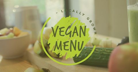 Locally grown vegan menu with fresh fruits and vegetables
