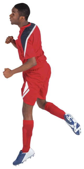 Transparent Background Football Player in Red Uniform Jumping Mid-Action - Download Free Stock Videos Pikwizard.com