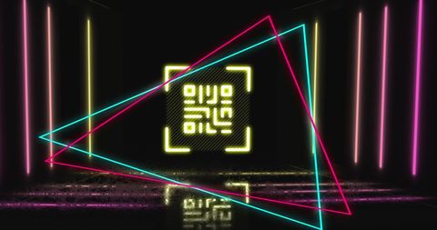 Futuristic QR Code with Neon Lights in Digital Dimension - Download Free Stock Images Pikwizard.com
