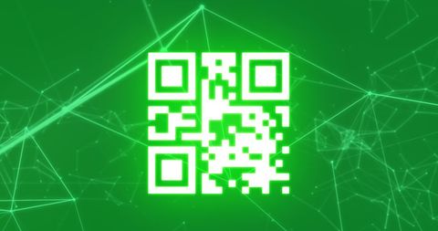 Digital QR Code with Network Connections on Green Background - Download Free Stock Images Pikwizard.com