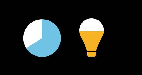 Blue Pie Chart and Yellow Light Bulb Icon on Black Background - Download Free Stock Images Pikwizard.com