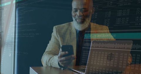 Senior IT Expert Analyzing Mobile Data for Cybersecurity