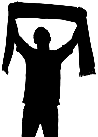 Man silhouette holding scarf on transparent background