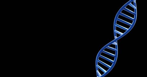 Spinning dna strand on black background