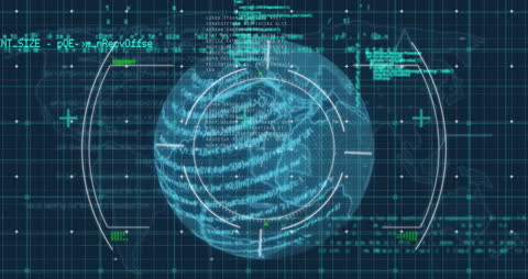 Digital Globe with Data Interface and Code Overlay Animation
