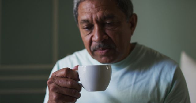 Elderly Man Enjoying Morning Coffee at Home - Download Free Stock Images Pikwizard.com