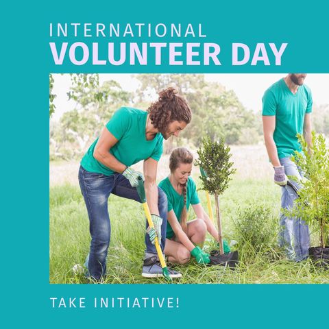 volunteers planting trees for environmental conservation - Download Free Stock Templates Pikwizard.com