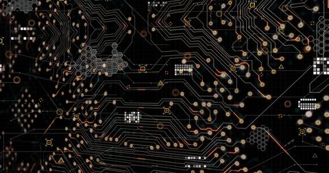 Digital Circuit Board Design with Data Nodes and Connections - Download Free Stock Images Pikwizard.com