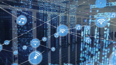 Digital Network of Media and Data Connections with Servers