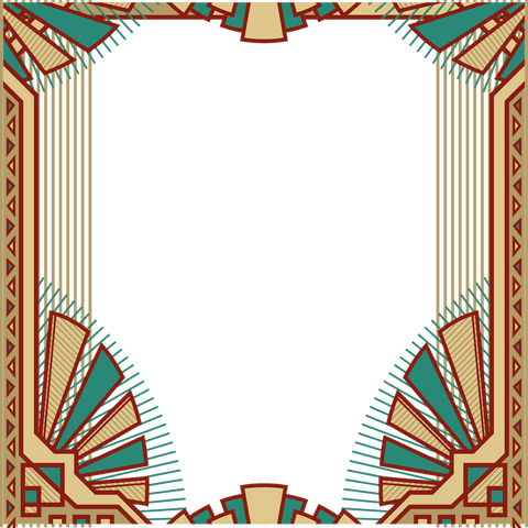 Transparent Art Deco Geometric Frame with Fan Motifs