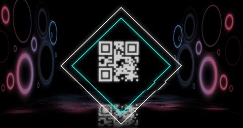 Glowing QR Code with Neon Geometric Shapes on Glamorous Background - Download Free Stock Images Pikwizard.com
