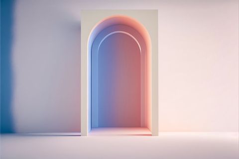 Abstract modern archway with mutual gradation dual lighting design