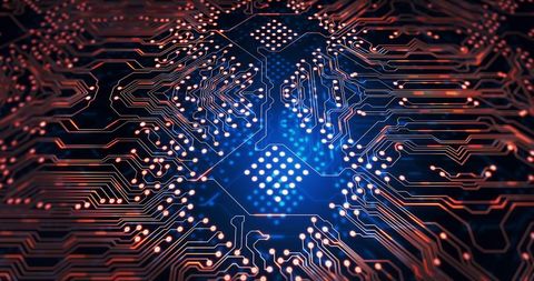 High-Tech Digital Circuit Board Illustration With Neon Glow - Download Free Stock Images Pikwizard.com