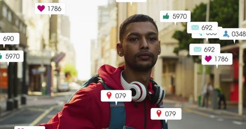 Urban Influencer with Digital Notifications Illustration