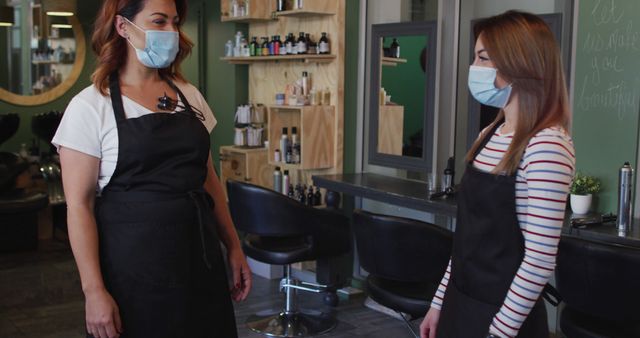 Hairdressers Wearing Masks in Salon Following Safety Protocols - Download Free Stock Images Pikwizard.com