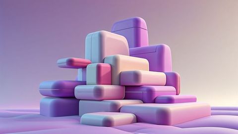 Rounded purple blocks in minimalistic abstract composition for website designs