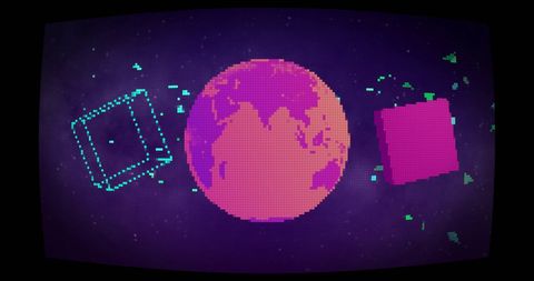 Digital Planet and Geometric Shapes in Virtual Space - Download Free Stock Images Pikwizard.com