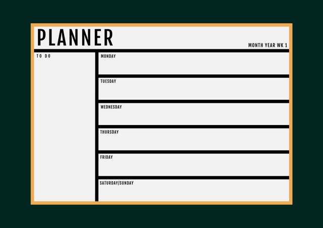 Minimalist Weekly Planner Template for Scheduling or Menu Planning - Download Free Stock Templates Pikwizard.com