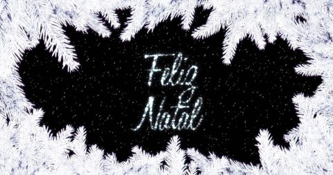 Feliz Navidad Text amidst Sparkling Winter Fir Branches