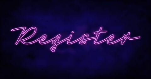 Glowing Neon Register Sign with Blue Background - Download Free Stock Images Pikwizard.com