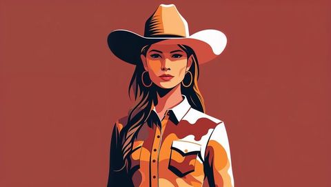 Stylish cowgirl in hat and western attire