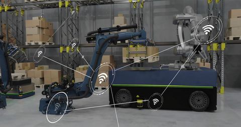 smart warehouse network connectivity in automation - Download Free Stock Images Pikwizard.com