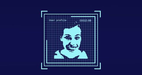Biometric face scanning concept on digital interface