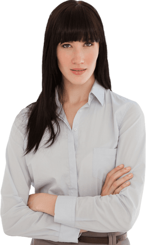 Confident Businesswoman with Arms Crossed Standing Transparent Background