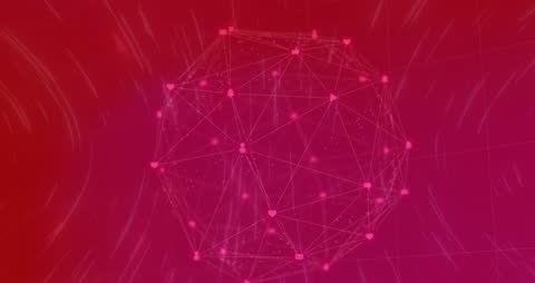 Abstract Digital Network on Vibrant Red Background