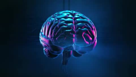 Digital Brain Visualization Featuring Neon Circuitry