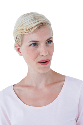 Transparent Image of Woman Surprised Looking Up Wearing Pink Shirt - Download Free Stock Videos Pikwizard.com